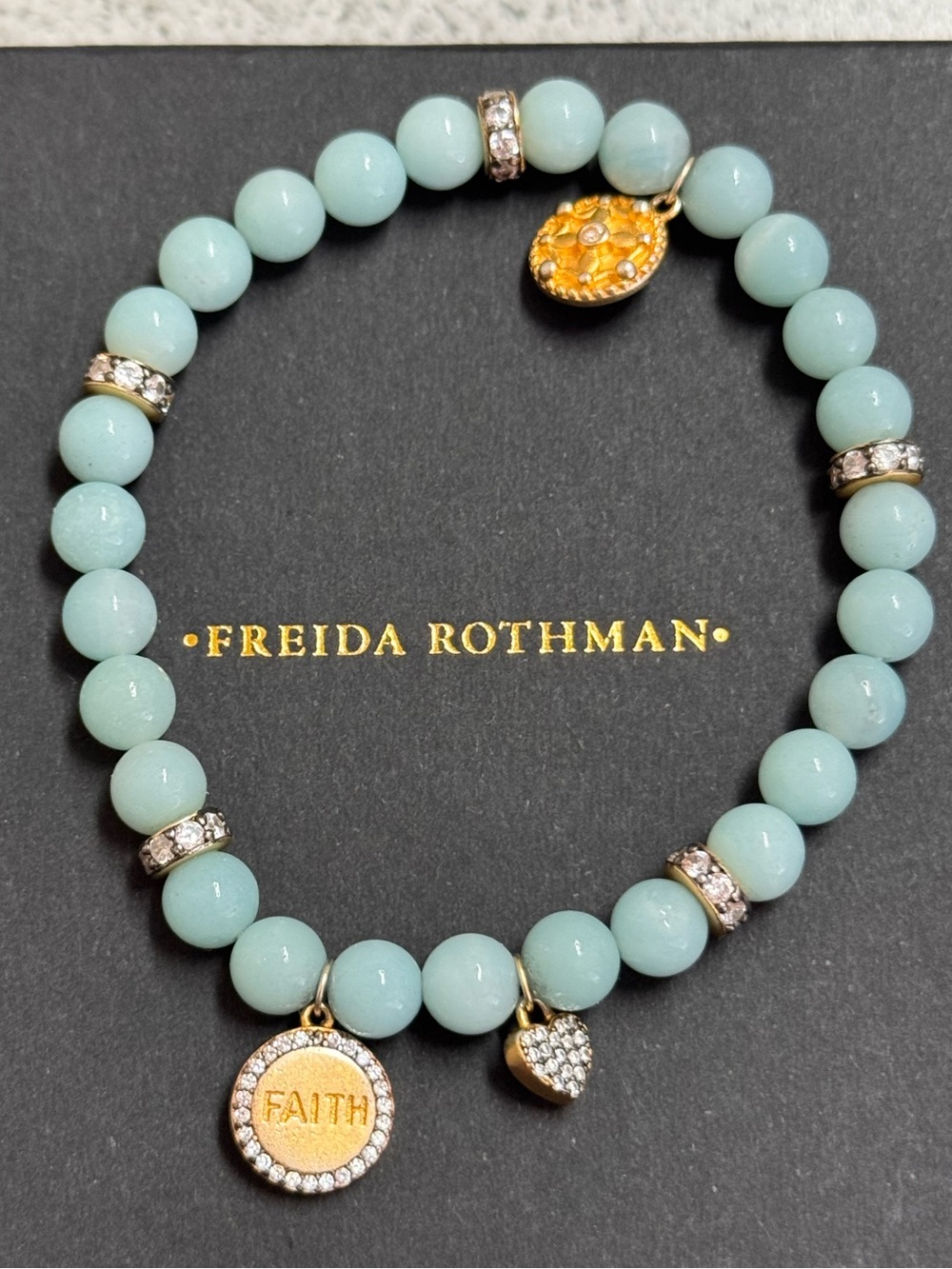 Freida Rothman Sentiment Amazonite Faith Stretch Bead Bracelet.